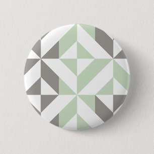 Sage Grönt och Silver Geometric ZigZag Knapp