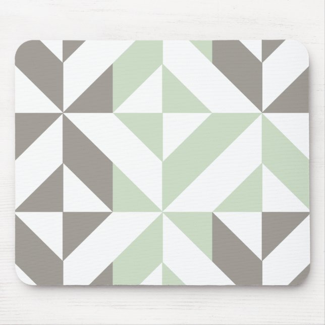 Sage Grönt och Silver Geometric ZigZag Musmatta (Framsidan)