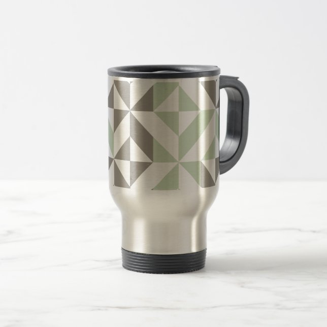 Sage Grönt och Silver Geometric ZigZag Resemugg (Framsida höger)