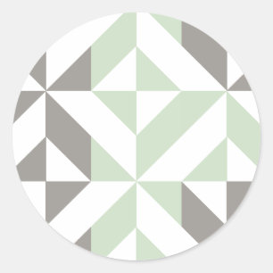 Sage Grönt och Silver Geometric ZigZag Runt Klistermärke