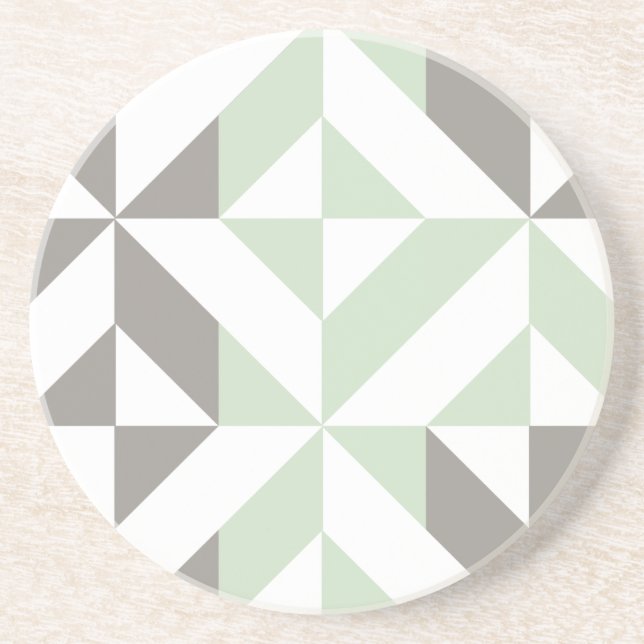 Sage Grönt och Silver Geometric ZigZag Underlägg (Framsidan)