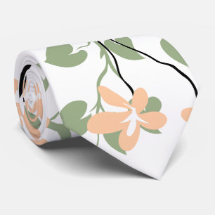 Sage grönt och svart gren och persikoblommor slips