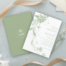 Sage grönt och vit blommigt bröllop