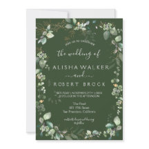 Sage Grönt och vit enkel bröllopsinbjudan