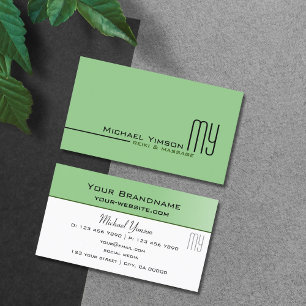 Sage Grönt och Vit med Monogram Professionell Visitkort