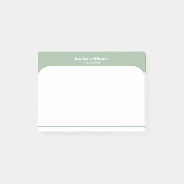 Sage-grönt och vit minimalistisk geometrisk utform post-it block (Framsida)