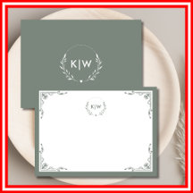 Sage Grönt och vit | Modern Initialer Monogram
