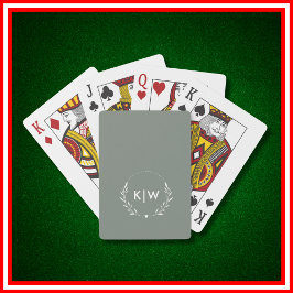 Sage Grönt och vit | Modern Initialer Monogram Casinokort