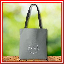 Sage Grönt och vit | Modern Initialer Monogram Tygkasse