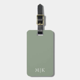Sage Grönt och vit | Modern monogram Bagagebricka