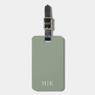 Sage Grönt och vit Modern monogram Bagagebricka