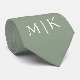 Sage Grönt och vit | Modern monogram Slips
