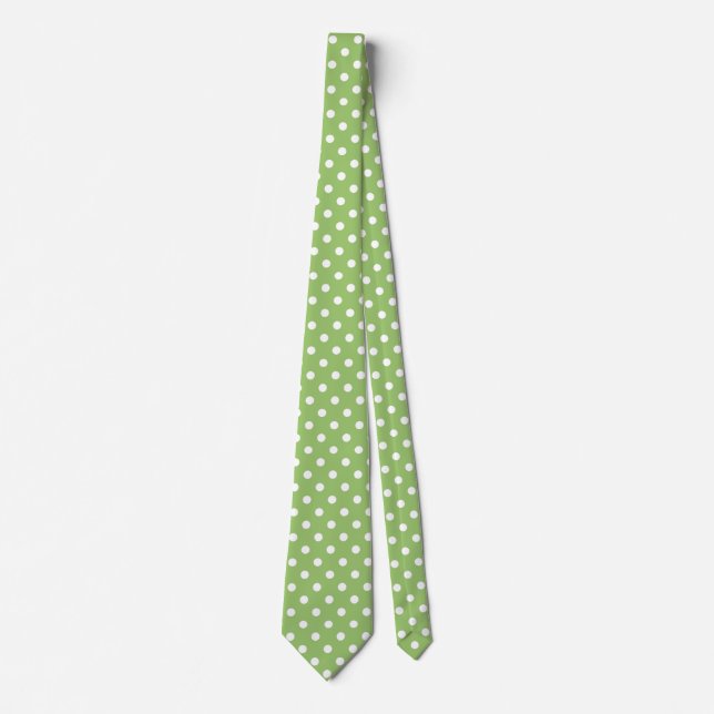 Sage Grönt och vit polka dots nacke Slips (Framsida)