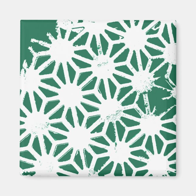 Sage-grönt och vitt geometriskt mönster magnet (Framsidan)