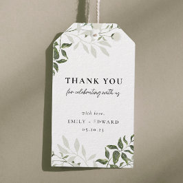 Sage Grönt och White Blommigt Bröllop Tack Presentetikett