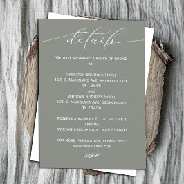 Sage Grönt och White Calligraphy Simple Tilläggskort