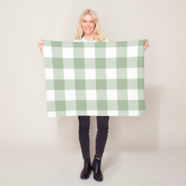 Sage Grönt och White Gingham Play Fleecefilt
