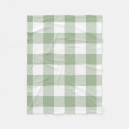 Sage Grönt och White Gingham Play Fleecefilt