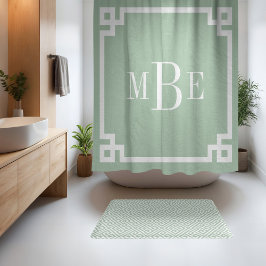 Sage Grönt och White Grekiska Nyckel | Monogrammet
