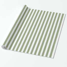 Sage Grönt och White Stripe Neutralt Färg Presentpapper