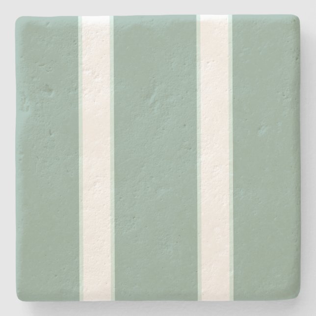 Sage Grönt och White Stripe Stone Underlägg (Framsidan)