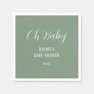 Sage Grönt Oh Baby Script Cute Modern Baby Shower Pappersservett