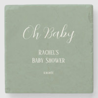 Sage Grönt Oh Baby Script Cute Modern Baby Shower