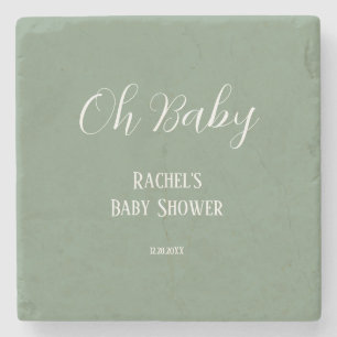 Sage Grönt Oh Baby Script Cute Modern Baby Shower Stenunderlägg