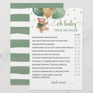 Sage Grönt Oh Baby True eller False Game Nalle