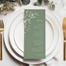 Sage Grönt Olive Botanical Elegant bröllop Menu Program