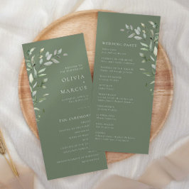 Sage Grönt Olive Botanical Elegant bröllop Program