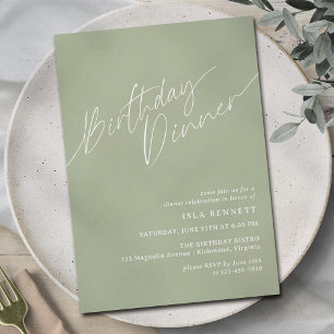 Sage Grönt Olive Elegant födelsedag Inbjudningar