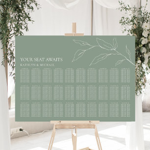 Sage Grönt Olive Löv Bröllop 30 Bord säten Poster