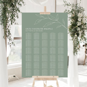 Sage Grönt Olive Löv Bröllop 30 Bord säten Poster