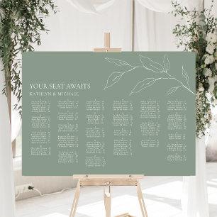 Sage Grönt Olive Löv Bröllop Alfabetisk sittning Poster