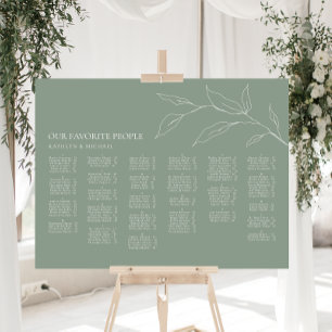 Sage Grönt Olive Löv Bröllop Alfabetisk sittning Poster
