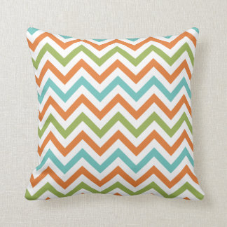 Sage Grönt, Orange och Robins Egg Blue Chevron Kudde