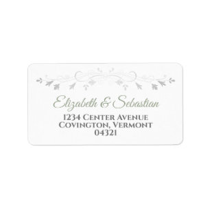 Sage Grönt på White Elegant bröllop Address Label Adressetikett