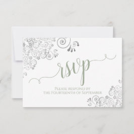 Sage Grönt på White Elegant Calligraphy Bröllop OSA Kort