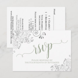 Sage Grönt på White Elegant Calligraphy Bröllop OSA Kort