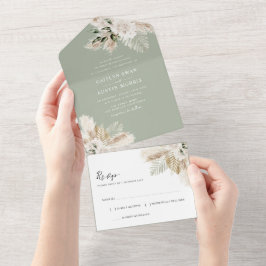Sage grönt pampas gräsfärgsfärg blommigt bröllop