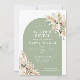 Sage Grönt Pampas Grass Baby Gender Reveal Inbjudningar