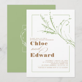 Sage Grönt Pampas Grass Modern Rehearsal Middag Inbjudningar