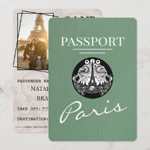 Sage Grönt Paris Passport Spara datum Datumet