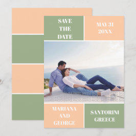 Sage grönt peach färg block bröllop spara datum datumet