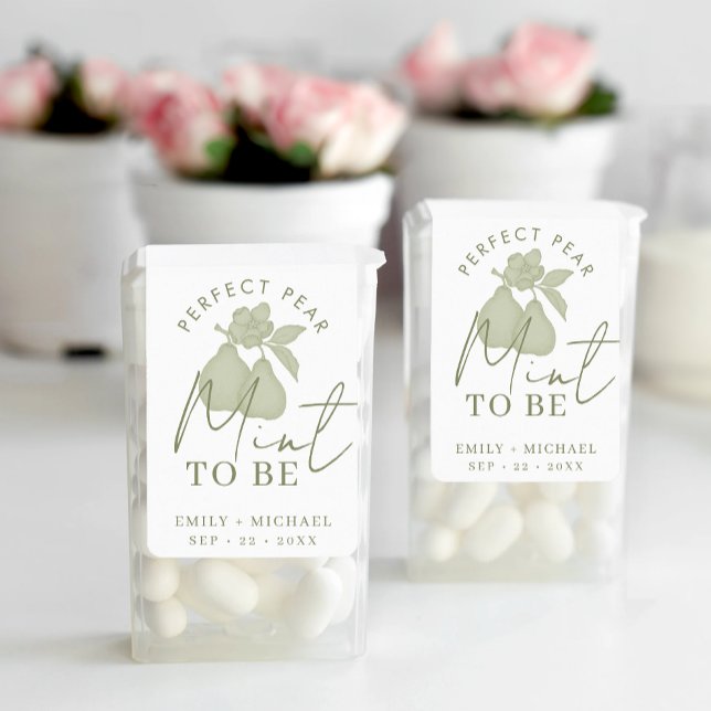 Sage Grönt Perfekt Pear "Mint to be" Wedfavorit Adressetikett (Mint To Be Party Favor)