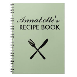 Sage Grönt Personal Family Rececipe Cookbook Anteckningsbok