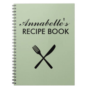 Sage Grönt Personal Family Rececipe Cookbook Anteckningsbok