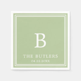 Sage Grönt Personlig Bröllop Cocktail Napkins Pappersservett