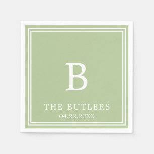Sage Grönt Personlig Bröllop Cocktail Napkins Pappersservett